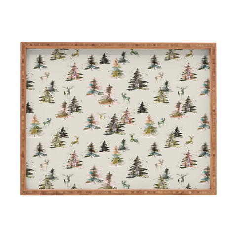 Ninola Design Deers and trees forest Beige Rectangular Tray