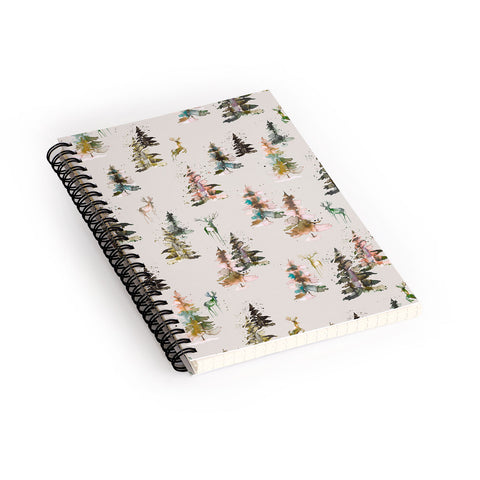 Ninola Design Deers and trees forest Beige Spiral Notebook