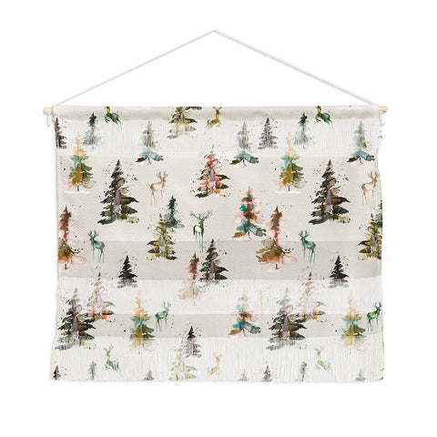 Ninola Design Deers and trees forest Beige Wall Hanging Landscape