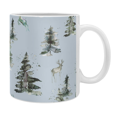 Ninola Design Deers and trees forest Blue Coffee Mug