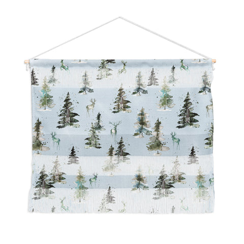 Ninola Design Deers and trees forest Blue Wall Hanging Landscape