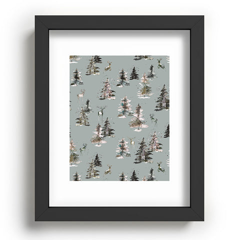 Ninola Design Deers and trees forest Gray Recessed Framing Rectangle