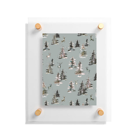Ninola Design Deers and trees forest Gray Floating Acrylic Print