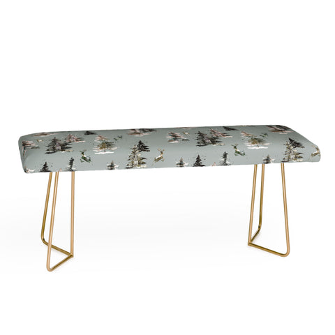 Ninola Design Deers and trees forest Gray Bench