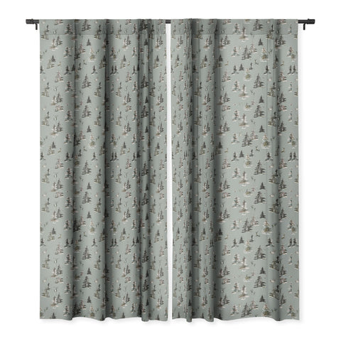 Ninola Design Deers and trees forest Gray Blackout Window Curtain