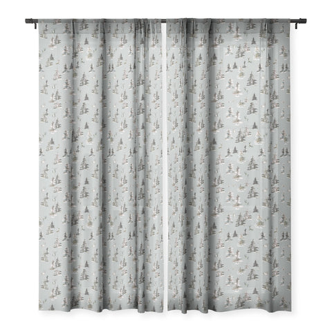 Ninola Design Deers and trees forest Gray Sheer Window Curtain