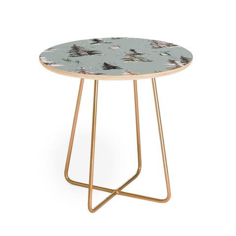 Ninola Design Deers and trees forest Gray Round Side Table