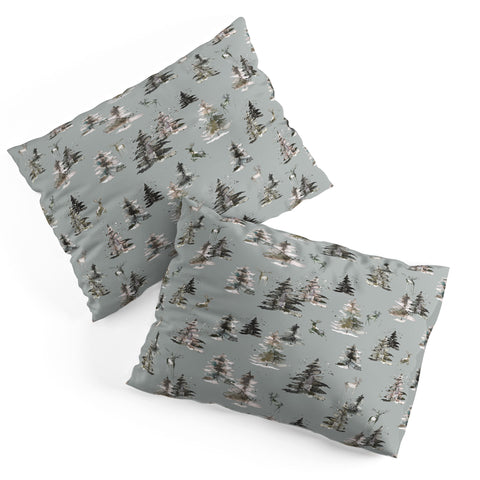 Ninola Design Deers and trees forest Gray Pillow Shams