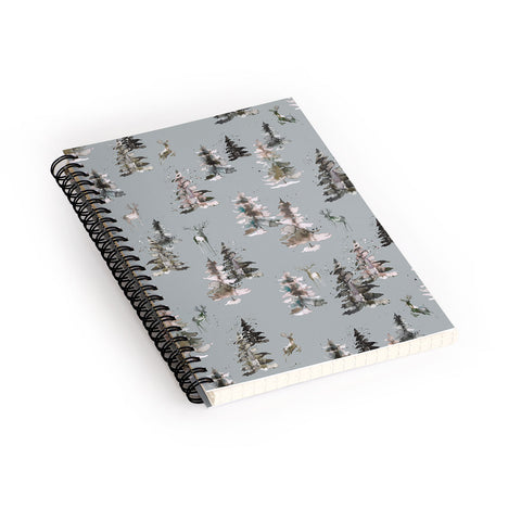 Ninola Design Deers and trees forest Gray Spiral Notebook