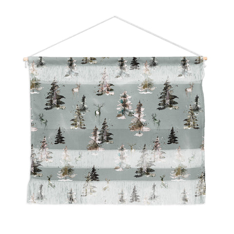 Ninola Design Deers and trees forest Gray Wall Hanging Landscape