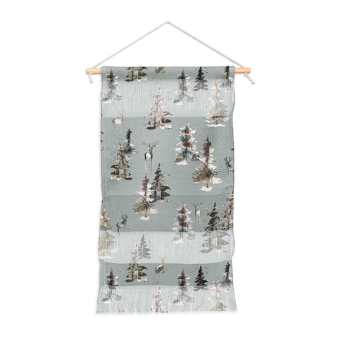 Ninola Design Deers and trees forest Gray Wall Hanging Portrait