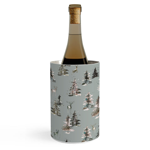 Ninola Design Deers and trees forest Gray Wine Chiller
