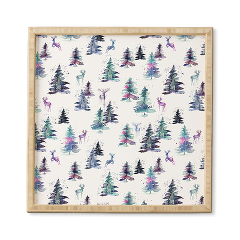 Ninola Design Deers and trees forest Pastel Framed Wall Art