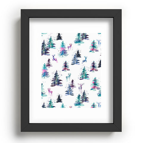 Ninola Design Deers and trees forest Pastel Recessed Framing Rectangle