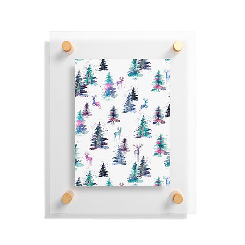 Ninola Design Deers and trees forest Pastel Floating Acrylic Print