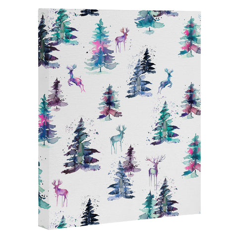 Ninola Design Deers and trees forest Pastel Art Canvas