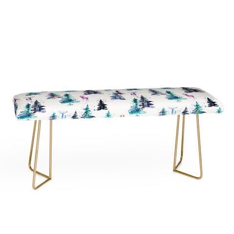 Ninola Design Deers and trees forest Pastel Bench