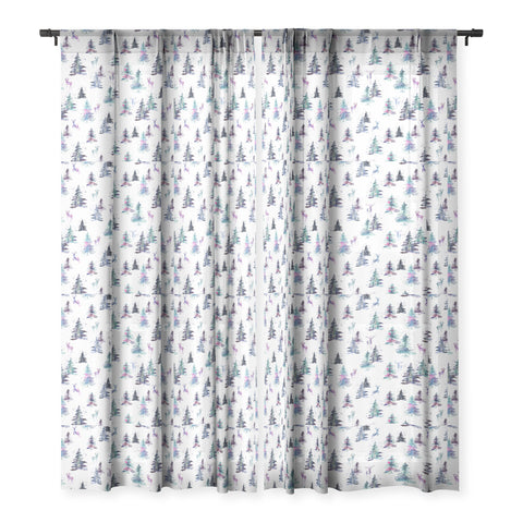 Ninola Design Deers and trees forest Pastel Sheer Window Curtain