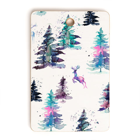 Ninola Design Deers and trees forest Pastel Cutting Board Rectangle
