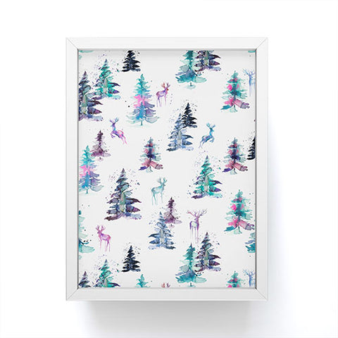 Ninola Design Deers and trees forest Pastel Framed Mini Art Print