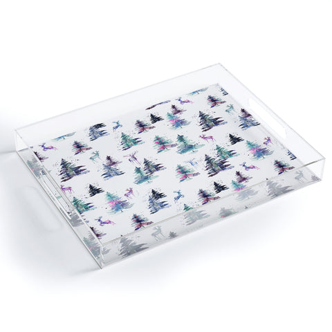 Ninola Design Deers and trees forest Pastel Acrylic Tray