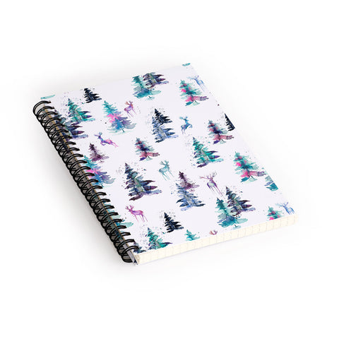 Ninola Design Deers and trees forest Pastel Spiral Notebook