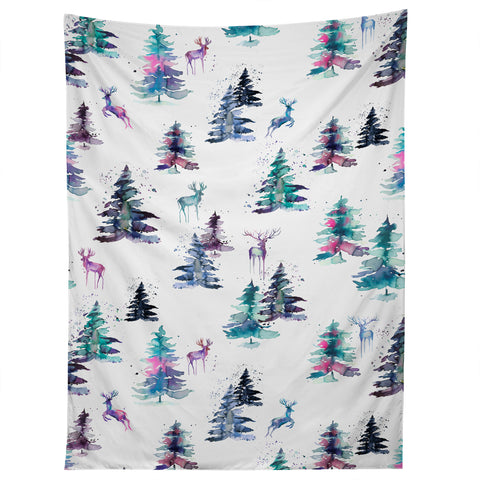 Ninola Design Deers and trees forest Pastel Tapestry