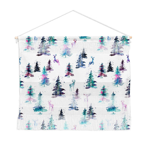 Ninola Design Deers and trees forest Pastel Wall Hanging Landscape