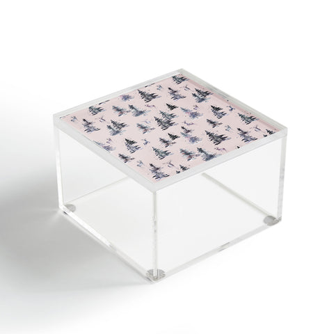 Ninola Design Deers and trees forest Pink Acrylic Box