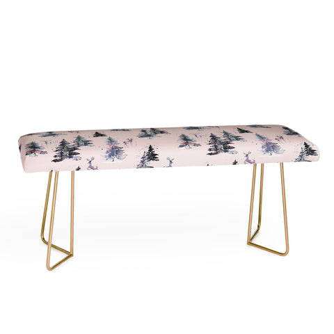 Ninola Design Deers and trees forest Pink Bench