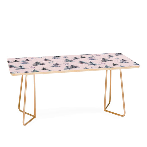 Ninola Design Deers and trees forest Pink Coffee Table