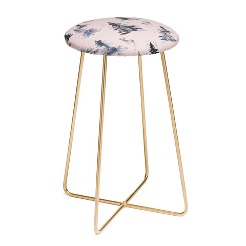 Ninola Design Deers and trees forest Pink Counter Stool