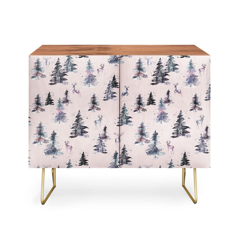Ninola Design Deers and trees forest Pink Credenza