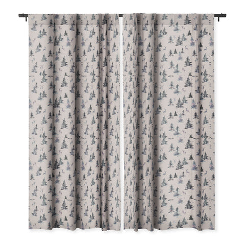 Ninola Design Deers and trees forest Pink Blackout Window Curtain