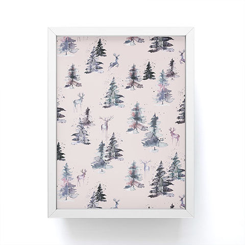 Ninola Design Deers and trees forest Pink Framed Mini Art Print
