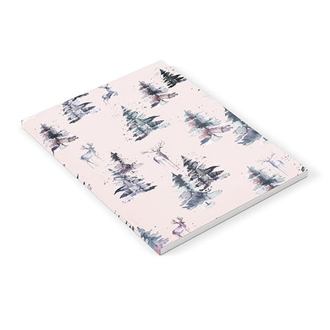 Ninola Design Deers and trees forest Pink Notebook