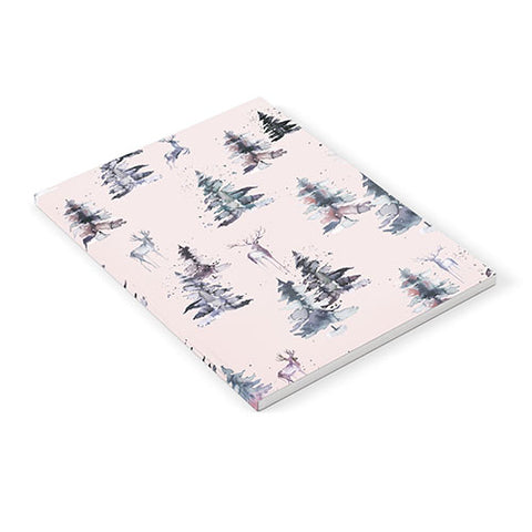 Ninola Design Deers and trees forest Pink Notebook