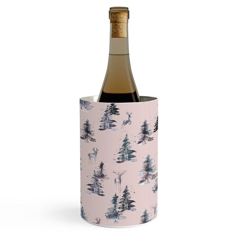 Ninola Design Deers and trees forest Pink Wine Chiller