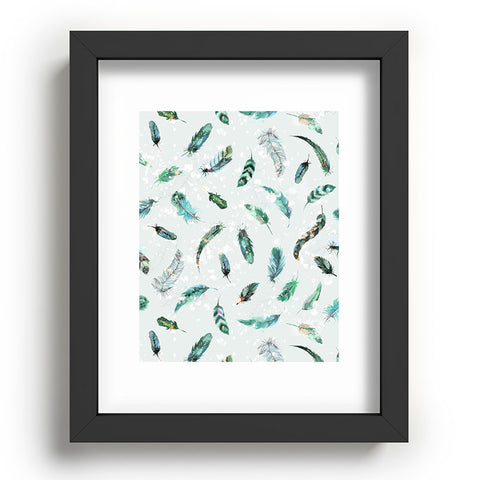 Ninola Design Delicate feathers soft green Recessed Framing Rectangle