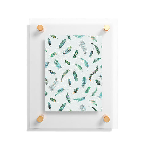 Ninola Design Delicate feathers soft green Floating Acrylic Print