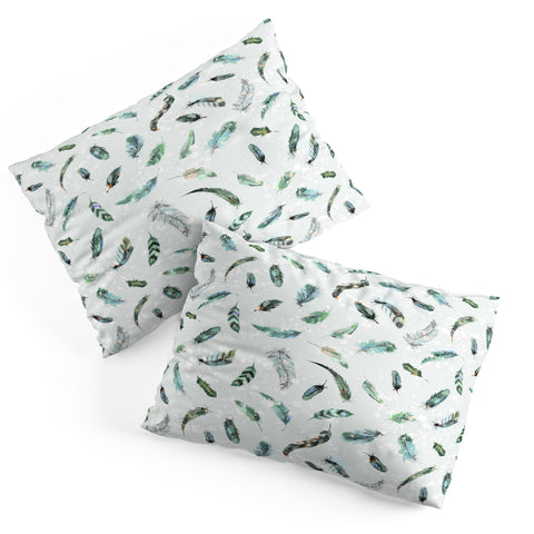 Ninola Design Delicate feathers soft green Pillow Shams
