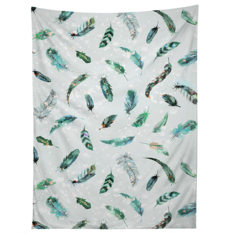 Ninola Design Delicate feathers soft green Tapestry