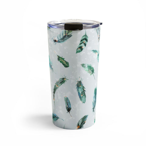 Ninola Design Delicate feathers soft green Travel Mug