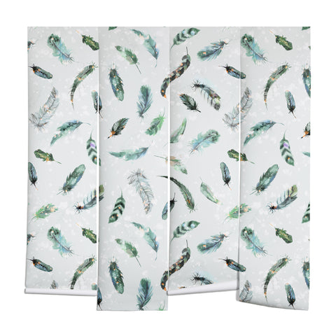 Ninola Design Delicate feathers soft green Wall Mural