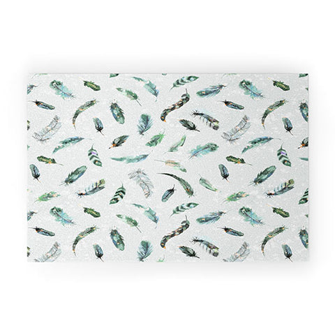 Ninola Design Delicate feathers soft green Welcome Mat