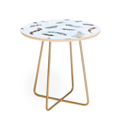 Ninola Design Delicate light feathers blue Round Side Table