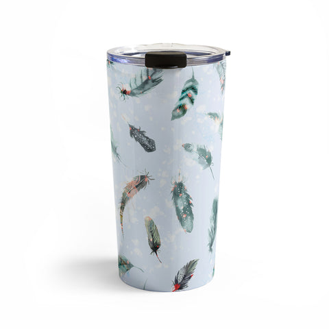 Ninola Design Delicate light feathers blue Travel Mug