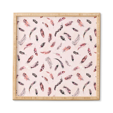 Ninola Design Delicate light soft feathers pink Framed Wall Art