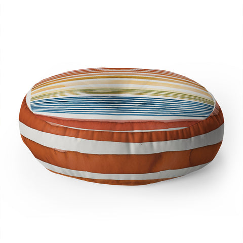 Ninola Design Desert sunset stripes Floor Pillow Round