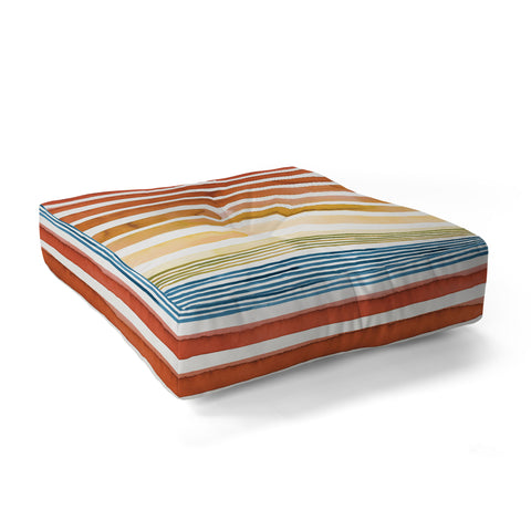Ninola Design Desert sunset stripes Floor Pillow Square